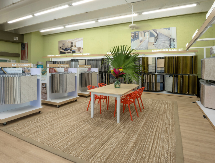 Flooring displays at Barnards Carpet One in Delray Beach, FL